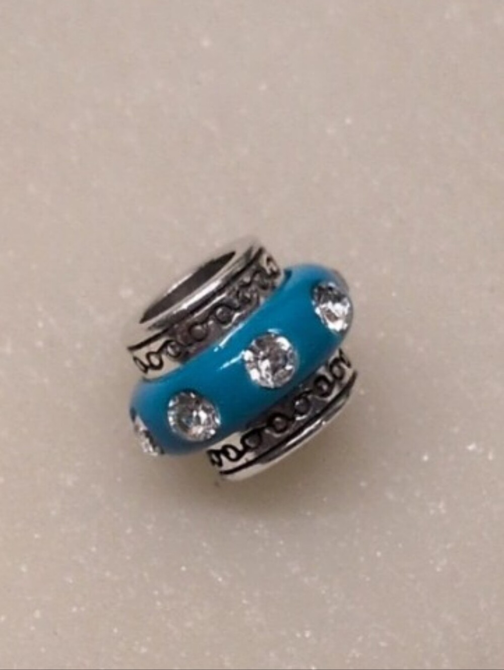 Brighton Dazzle Spacer Bead in Turquoise Resin & Clear Crystals Retired